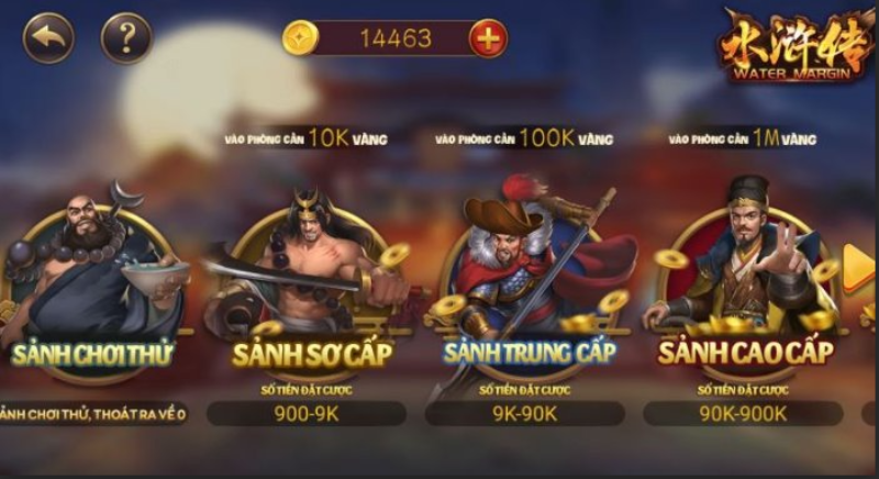 Các mức đặt cược trong game thủy hử VN88